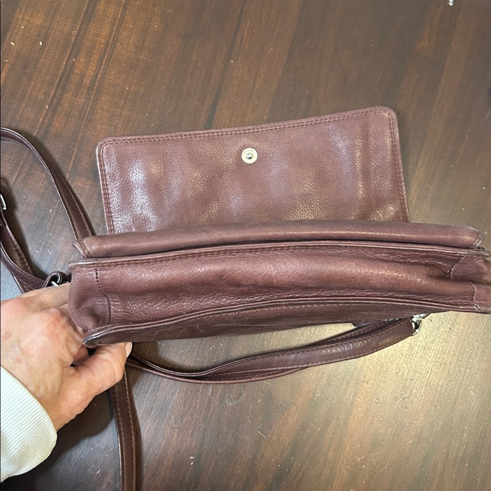 Derek Alexander Leather Crossbody Handbag Half Flap Organizer - Picture 5 of 16